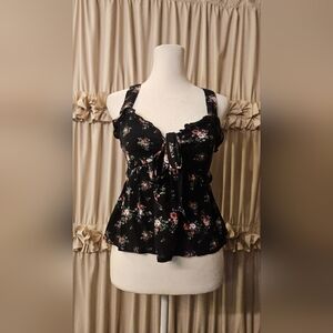 Floral Black Sleeveless Top